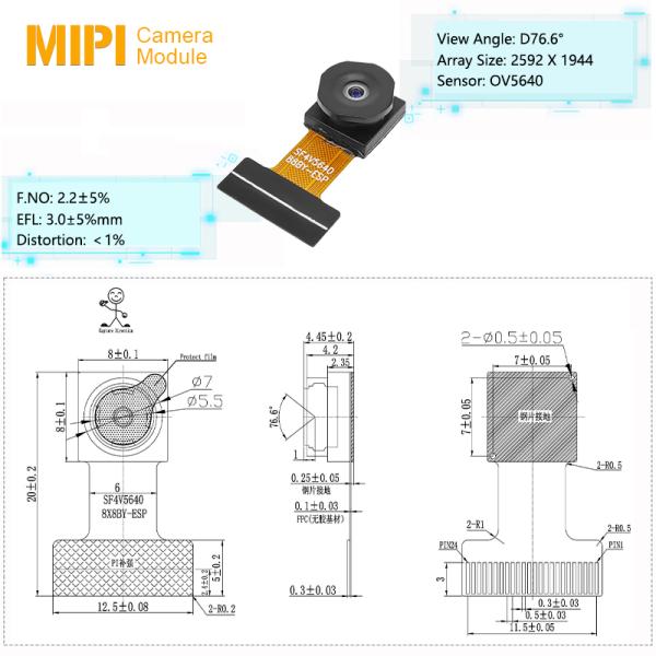 Industrial-Grade DVP HD Omnivision OV5640 Sensor 5MP ESP32 Camera Module