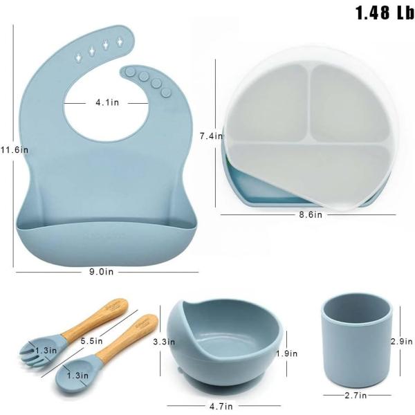 Portable Multicolor Silicone Dinnerware Set Bib And Bowl BPA Free