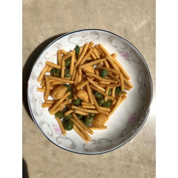 Nitrogen Pillow Bag Packing Crispy Rice Cracker Mix With Green Peas