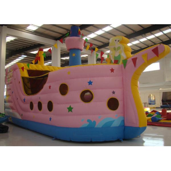 Mermaid Cartoon Giant Inflatable Assault Course , Amusement Park Obstacle Course Bounce House