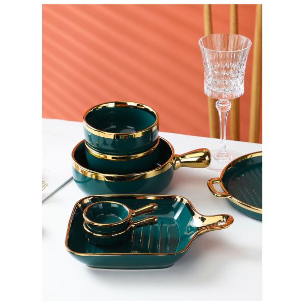 Double Wall Insulated Colorful Ceramic Dinner Plates Nordic Style For Cooking Kitchen