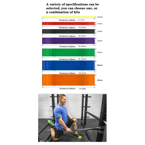 Various Color Multi Function Yoga Exercise Bands High Strength 2080mm