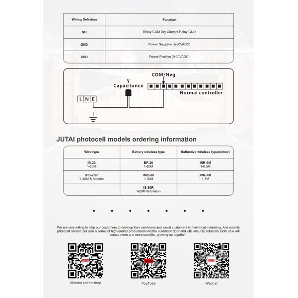 BP-20 Wireless Infrared Photocell Sensor Alkaline Battery 1.5 Years Life 20 Meters Range
