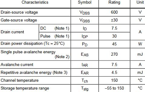 3 Pin TK8A60DA N-CH 600V 7.5A Mosfet Power Transistor