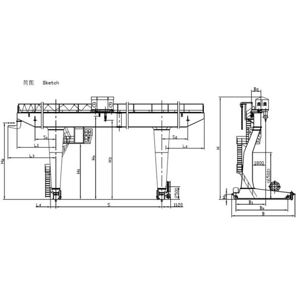 L Type Single Beam Gantry Crane Bridge Construction 20 Ton