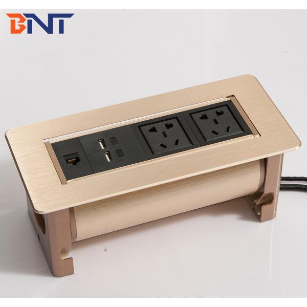 Thick aluminum material manual flip up conference table power socket
