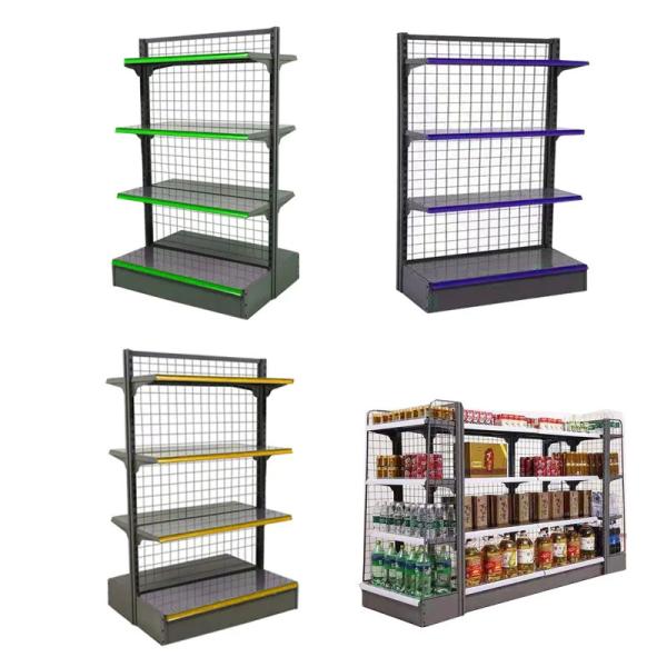 Customizable Mesh Back Gondola Shelving Commercial Grid Display Shelves