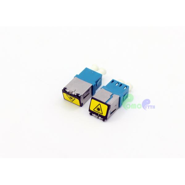 LC UPC SM Duplex Fiber Optic Adapter With Metal Shell And Auto - Shutter With Reduced Flange