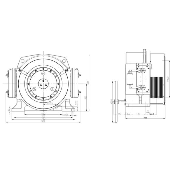 0.25-2.0m/S High Performance Gearless Traction Machine For Elevator Solutions
