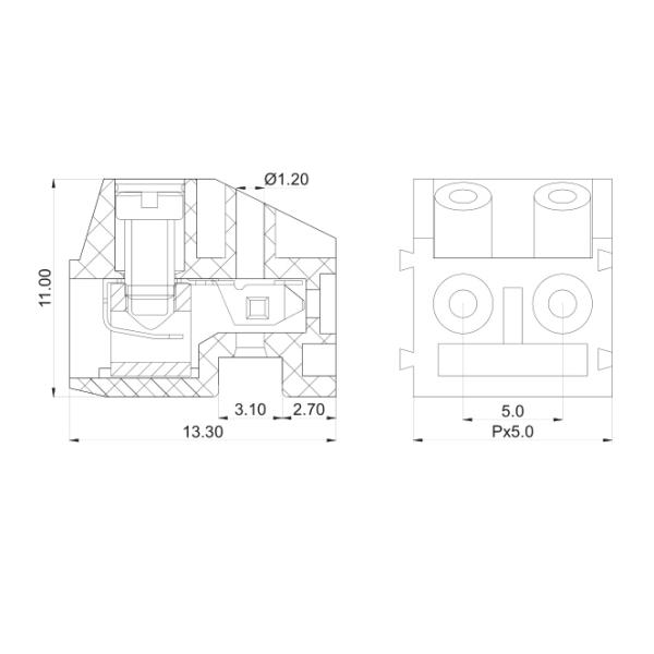 8P Type Panel Mount Screw Terminal Block Current Mold 11x13.3mm