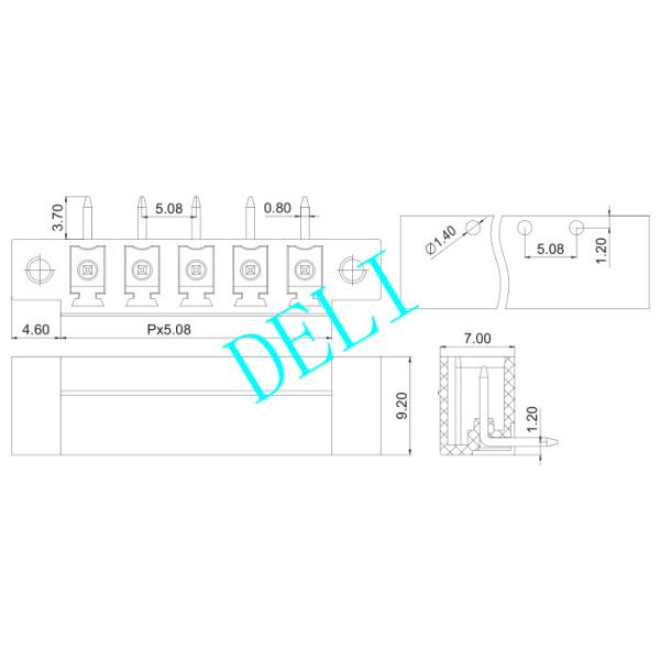 Solid Material PCB Connector 5.08MM Pitch DL2EDG15RM-XX-5.08 AC2000V / 1 Min