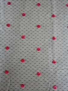 China Black Red Polka Dot Sequin Fabric For Day Dress Garment on sale