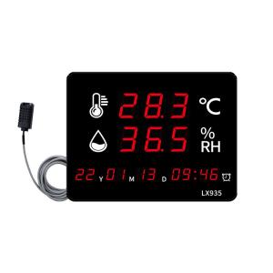 Quality Digital Thermometer Temperature and Humidity Meter Home Clock Wall Mounted Alarm LED Display With Probe Industrial Large Screen for sale