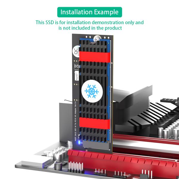 NGFF(M.2) Nvme M Key SSD To PCI- E 1X Adapter With Heatsink vertical Installation