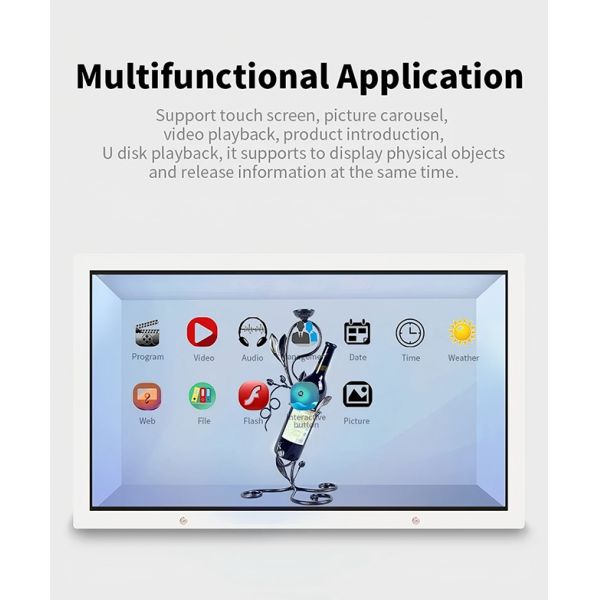 49 Inch Transparent Screen Display Box Price With Interactive Touch Showcase Advertising Display Screen