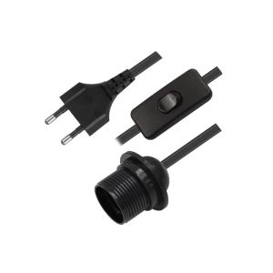Quality Black Color Lamp Power Cord / Lamp Dimmer Cord EU 2 Pin Plug For Home Appliance for sale