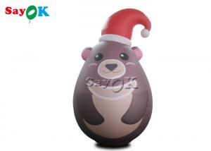 Quality Custom Portable Pvc Sealed Gray Inflatable Teddy Bear With Xmas Hat Advertising for sale