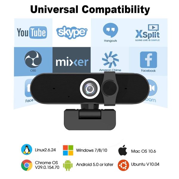 360 Degrees Rotation Autofocus 1080P Webcam USB Camera