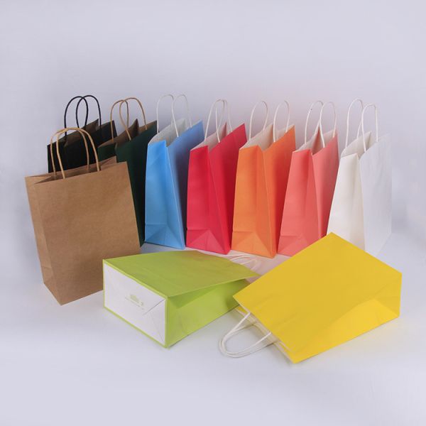 Industrial Gift Craft Custom Printed Shopping Paper Bags with Cotton Rope Handle