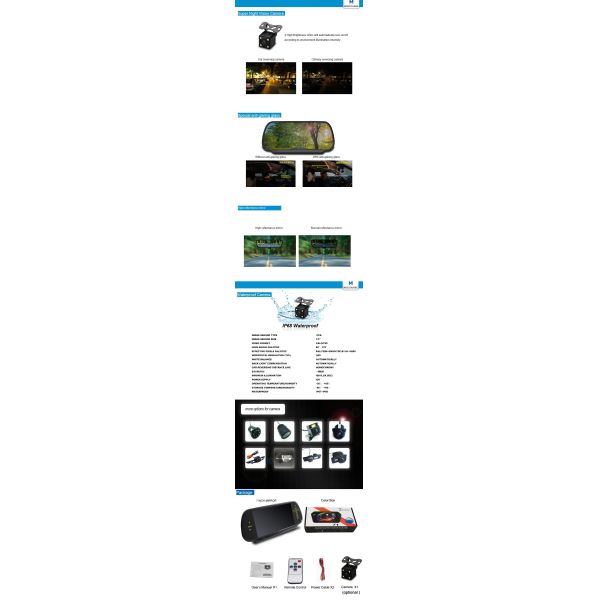 Universal 7 inch lcd car monitor for rear view mirror with mp5 / FM transmitter / USB / Bluetooth / mp3