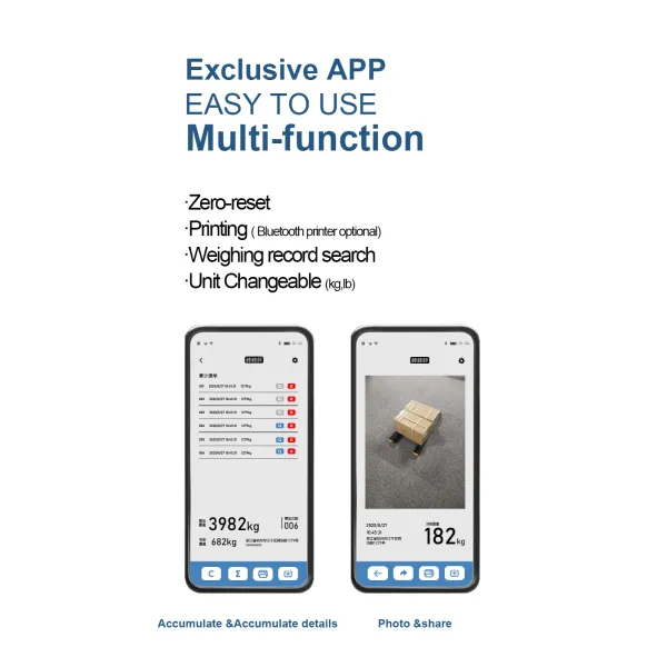Bluetooth Portable Electric Beam Weighing Scale Digital Weighbridge with Mobilephone APP Print Forklift Truck Scale Logistics Scale 3ton Precision 0.1%