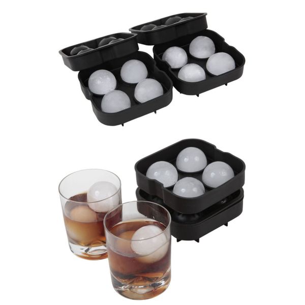Stackable 4 Cavity Silicone Sphere Ice Cube Tray