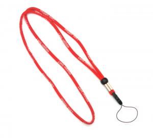 China Round Woven Key Neck Lanyard , Red Polyester Rope Cord Strap on sale