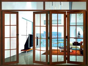 China UPVC PVC Foldable Sliding Glass Doors 3 Panel Bi Fold Doors Electrophoresis Coating on sale