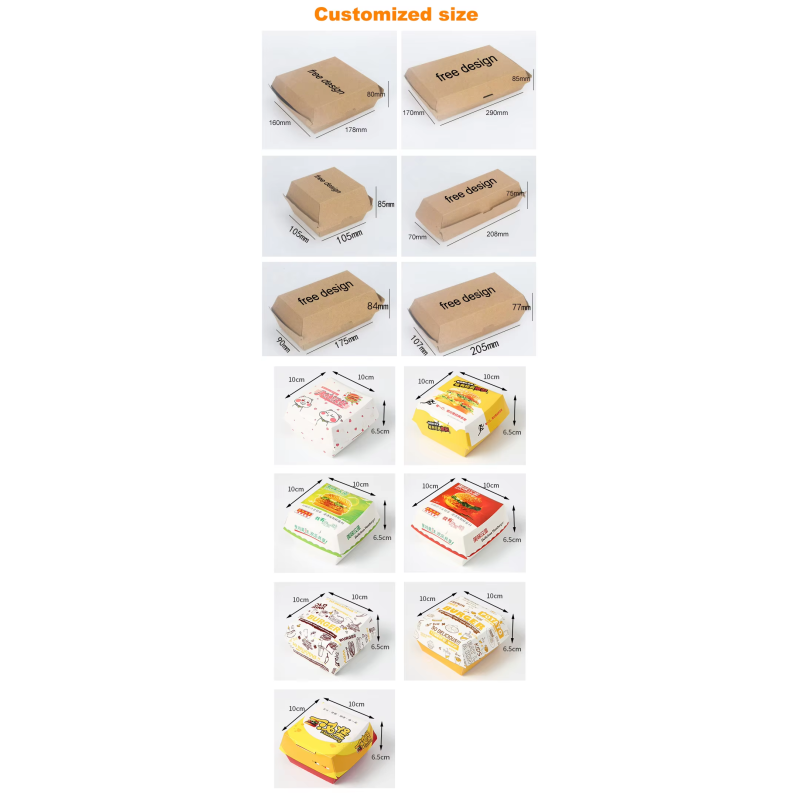 Paperboard Square Foldable Hamburger and Chicken Packaging Box for Customized Food Grade Products