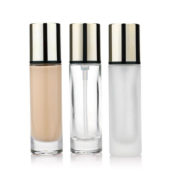 Luxury Cosmetics Packaging 30ml Liquid Foundation Glass Bottle Packaging With Pump