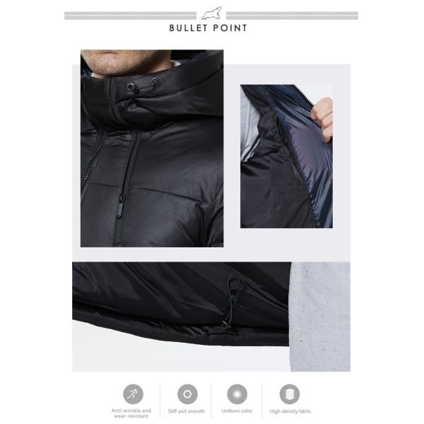 Adjustable Drawstring Mens Down Coat Windproof Mens Padded Jacket