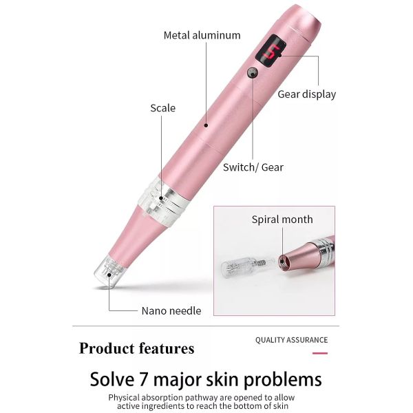 Professional Microneedling Pen - Wireless Derma Auto Pen - Best Skin Care Tool Kit for Face and Body