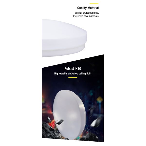 Ra80 White Motion Sensor Ceiling Light Flicker Free 10W 15W 20W