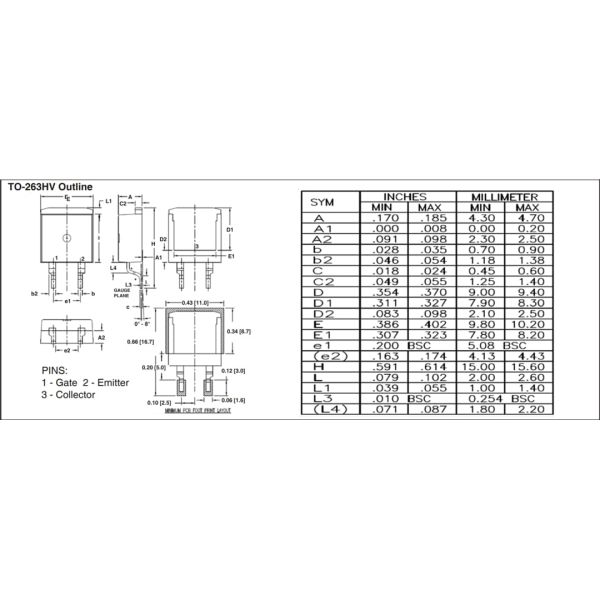 Mechanical Drawing - IXYS IXBx14N300HV Reverse Conducting BiMOSFET™ IGBTs