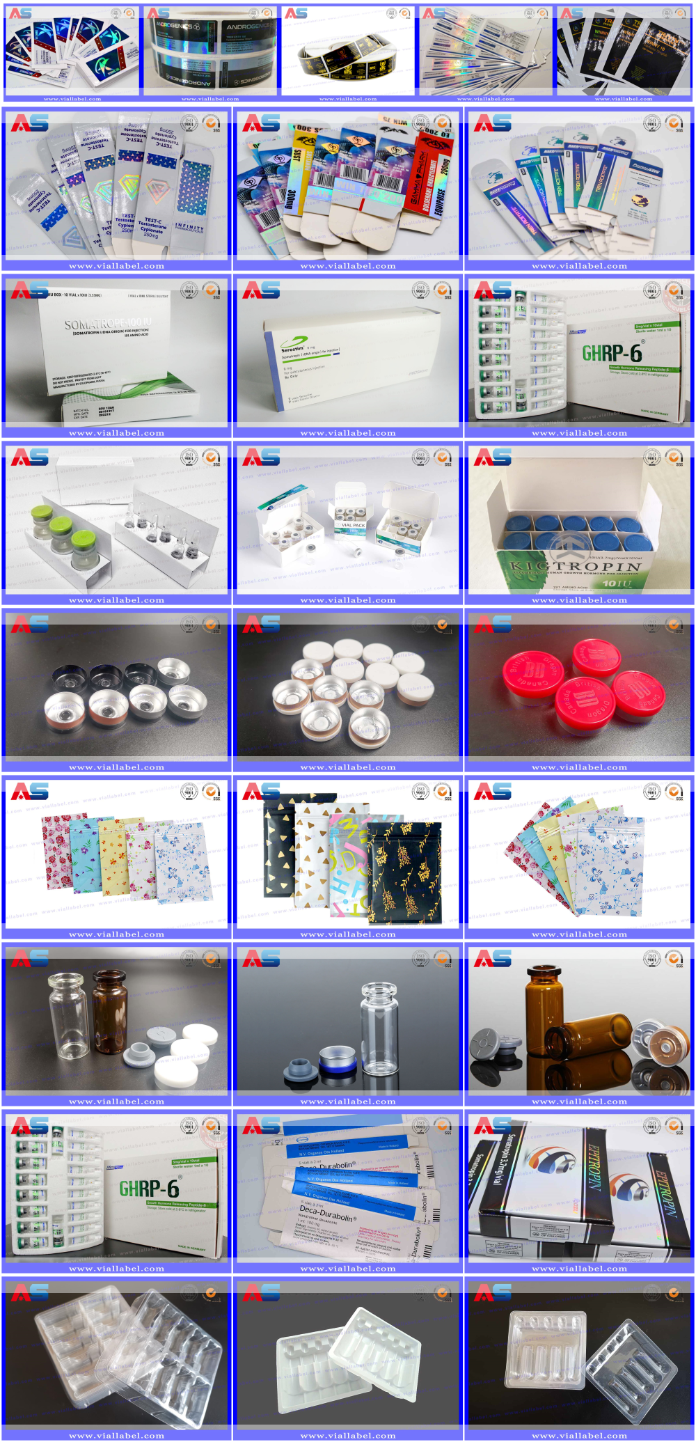 Strong Adhesive Custom Hologram 2ml Roller Bottle Label For Peptides