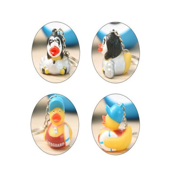 Professional Customized PVC Assorted Mini Rubber Duck Keychains Soft Feeling