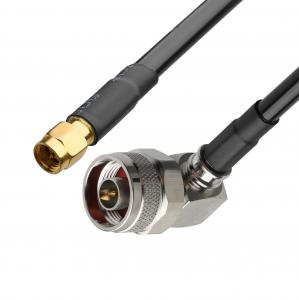 Quality Lmr-240 Low Loss Rf Cable Black Sma Male Straight Plug To N Male Plug Right Angle Plug for sale