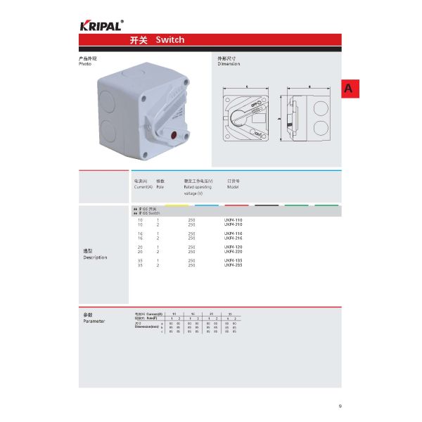 1Pole 10A IP66 Weatherproof Isolator Switch Australian standard