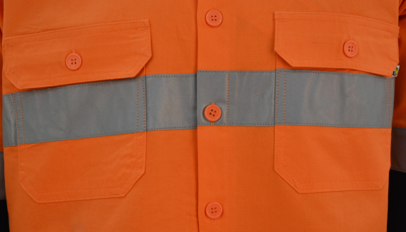 Durable Orange/ Navy Safety Work Clothes Reflective Work Shirts No Pilling
