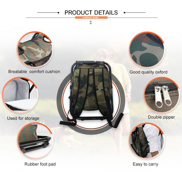 Folding Cooler And Stool Backpack Small Chair Multifunction Collapsible Camping Seat