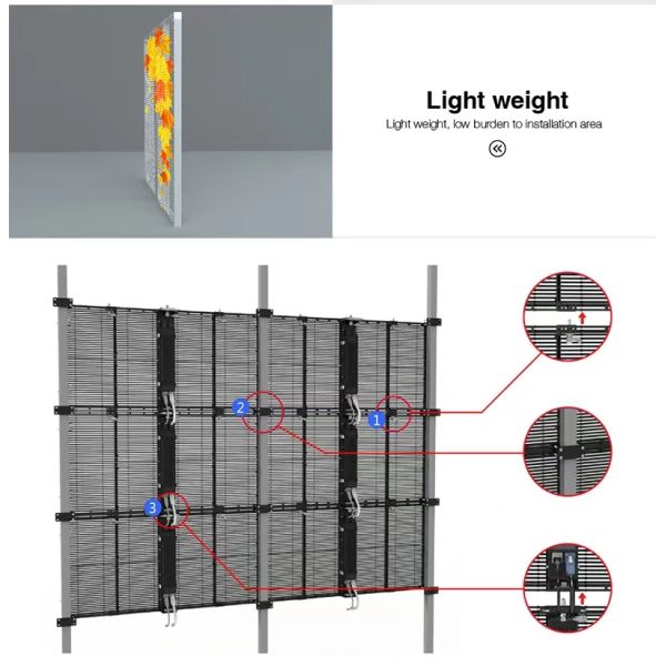 Flexible Soft Curved Curtain Transparent LED Screen 4500cd/M2 Brightness For Concert