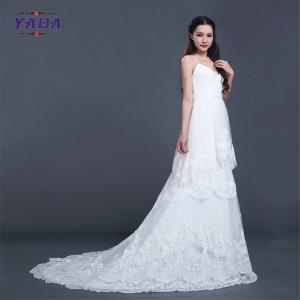 Quality Spaghetti strap sexy low back 5 layers ruffles lace patterns dress ball gown bride dresses wedding for sale