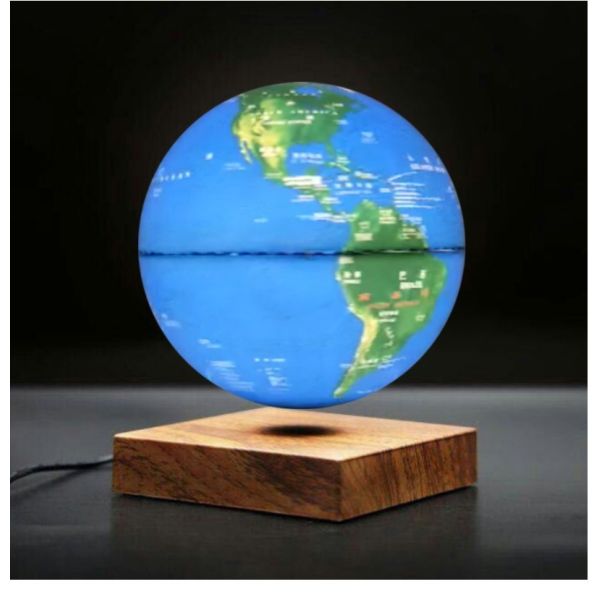 wooden base magnetic floating levitation 6inch or 7inch globe with colorful light change