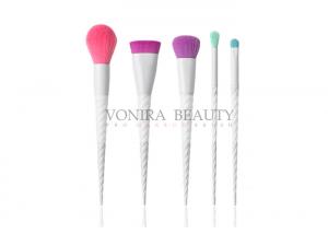 China 5pcs White Spiral Handle Mass Level Makeup Brushes Kit Pink Purple Blue Color on sale
