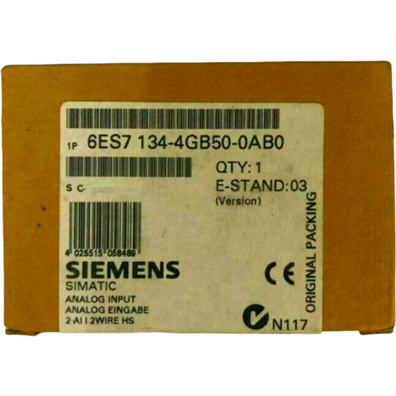 SIEMENS 6ES7134-4GB50-0AB0 SIMATIC DP, ELECTRONIC MODULE 2AI HIGH SPEED I-2WIRE FOR ET 200S, 15 MM WIDE, 4 .. 20MA