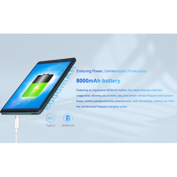 C idea Portable 8 Inch Android Tablet PC With Android 12 Quad Core CPU 8GB RAM 512GB Storage IPS HD Display CM818-Green