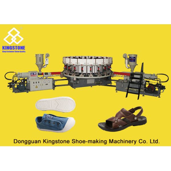 Men Leather Sandals Pvc Injection Moulding Machine Two Color With 20 Stations