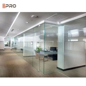Custom 1.2mm Glass Wall Partition Panel Material Removable Folding Office