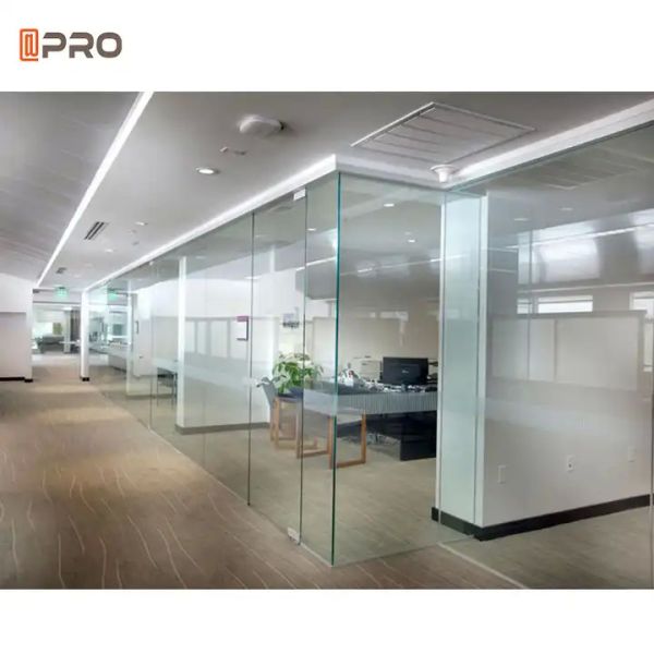 Custom 1.2mm Glass Wall Partition Panel Material Removable Folding Office