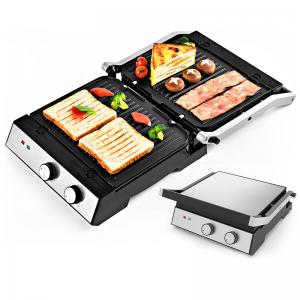 China 4 Slice Indoor BBQ Panini Electric Press Grill With Temperature And Time Knob Control on sale